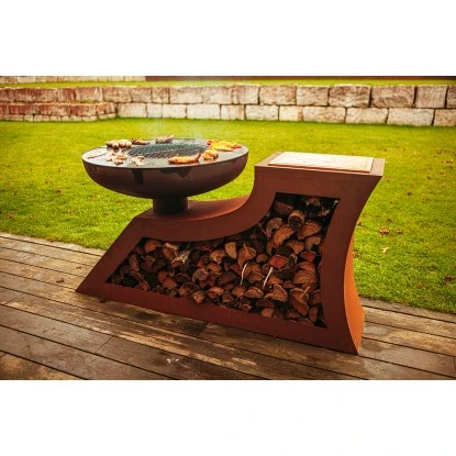 Ferrum Art Design Feuerstelle L-Form Rost 2 Ferrum Art Design Feuerstelle L-Form Rost – Bild 2