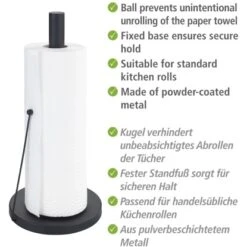 Wenko Küchenrollenhalter Clayton Pulverbeschichtetes Metall Schwarz -Angebote Grill König Store 4008838371305 1068 04