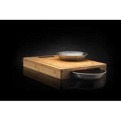 Napoleon Schneidebrett Mit 2 Edelstahl-Schalen 2 Napoleon Schneidebrett Mit 2 Edelstahl-Schalen – Bild 2