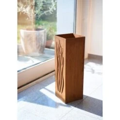 Gartenfreude FeuersäuleDesign Wellen Edelrost 16 X 16 X 50 Cm -Angebote Grill König Store 753063 4655 02