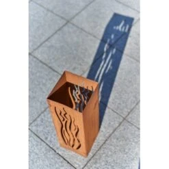 Gartenfreude FeuersäuleDesign Wellen Edelrost 16 X 16 X 50 Cm -Angebote Grill König Store 753063 4655 08